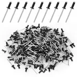 Kayqbonke 200 Stück Blindnieten Alu Nieten Popnieten, 4 mm X 10 mm Blindnieten Anthrazit, Großkopf Schwarz Pop Nieten, Blindnieten Set für Gebäude, Schiffe, Autos und Möbel