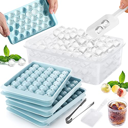 FAMKEEP Mini Eiswürfelform Bälle,6 Pack Eiswürfelform,Eiswürfelbehälter mit Deckel und Zange 99 Eiswürfel,Runde Eiswürfelbehälter für Cocktail,Whiskey,Tee,Kaffee,Eiscreme,Fruchtpürees