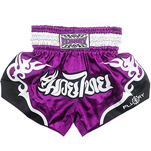 FLUORY Muay Thai-Shorts, reißfeste Box-Shorts, MMA-Kampf, Kick-Kleidung, für Herren, Damen, Kinder, Kampfkunst-Training, Grappling.