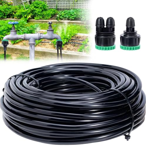 iBamso 20m Garten Bewässerungsschlauch Tropfbewässerungsleitung, 4/7mm PVC Micro Drip System Verbindungsrohr Wasser System Schlauch for Rasenflächen, Gärten, landwirtschaftliche Bewässerung