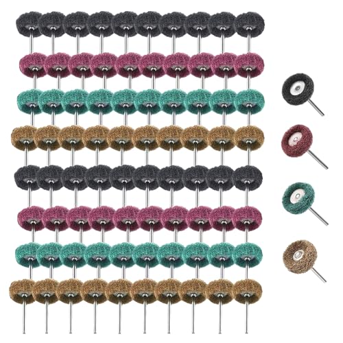 80 Stück 25mm Schleifscheibe-Polierschleifscheibe für Dremel – Metallschleifaufsatz mit 3mm Stiel-Rotationswerkzeug