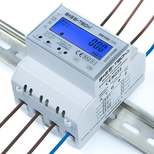 Drehstromzähler [DS100-00B - MID 25] digitaler 3 Phasen zweirichtungs Stromzähler für Hutschiene (4TE) mit LCD, RS485 Modbus RTU und 2x S0 Impuls, MID geeicht, 100A direkt, Einspeisezähler/Wattmeter