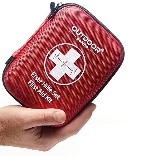 Outdoor Panda Erste Hilfe Set - DIN 13167 Erste Hilfe Tasche Mit Notfallbeatmungshilfe Verbandskasten Rettungsdecke - 17 x 12 cm Für Camping Wandern Sport Auto Zuhause