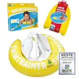 FREDS SWIM ACADEMY SWIMTRAINER Set Classic Gelb & Swim-Board, aufblasbare Schwimmhilfe für Kinder von 4 bis 8 Jahren mit Schwimmbrett