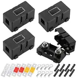 4 Stück Midi Sicherungshalter, Kfz Sicherungshalter mit 40A, 50A, 80A Mega Sicherung und 8 Stück Terminal, Mega Sicherungshalter, Sicherungshalter Sicherungen für Auto, Boot, Suv, LKW, Style A