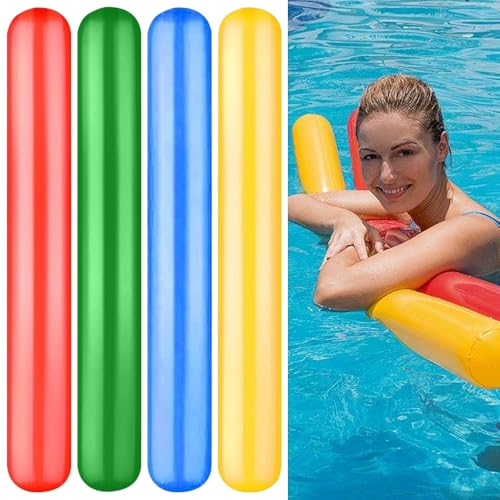 Mineup 4 Stück Schwimmnudel Poolnudel, 150cm Aufblasbarer Schwimmnudel, Langlebiger Poolnudel Hohl Schwimmnudel, Schwimmnudel Float Spielzeug für Kinder und Erwachsene zum Baden oder Aquasport