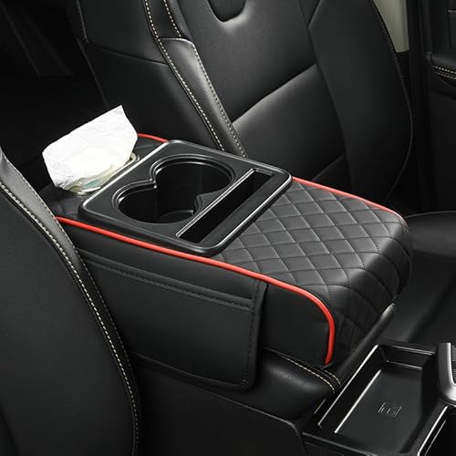Armlehnenbox für Fahrzeuge Universal Auto Armlehnen Auflage PU Leder Car Armrest Box Pad mit Organizer Taschen Auto Mittelkonsole Pad Auto Armlehne Box Polster Mittelkonsole Abdeckung (Schwarz#)