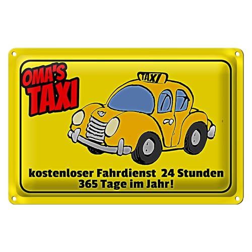 Oma's Taxi | Kostenloser Fahrdienst 24/7 | Nostalgisches Metallschild für Zuhause und Garage | 20 cm x 30 cm