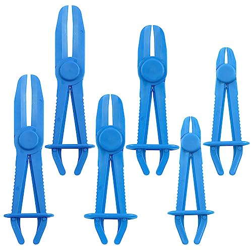 Swpeet 6Pcs Blue Line Clamps Flexible Schlauchschellen Zangen Kit, Schlauch Pinch Off Zangen Set Line Klemmen für Bremsschläuche, Kraftstoffschläuche, Kühlmittelschläuche