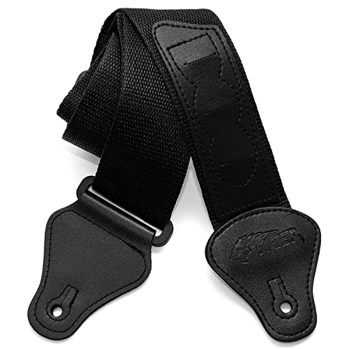 TIGER STP2-BK Nylon Gitarrengurt für Akustische, Klassische, Elektrische und Bassgitarren - Schwarz