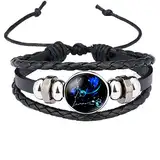 Caimeytie Kind Armschmuck Leder Wickelarmbänder Verstellbar Horoskop Sternzeichen Fische