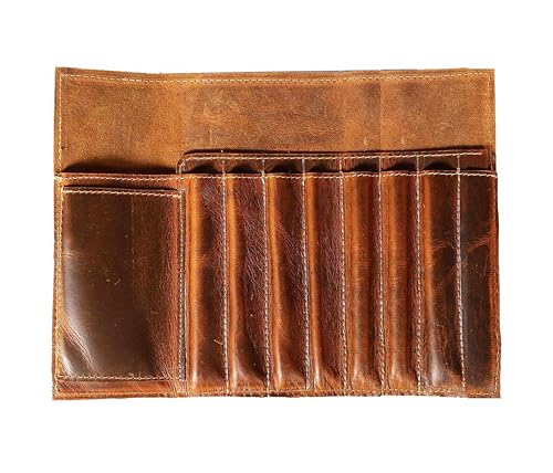 Jaald Echte eather Bleistift Rollen Pinsel-Kasten-Feder-Halter-Organisator Bürsten Lineal Stationary Beutel-Geschenk für Studenten Artist Painter & Writer String Schließung Jahrgang