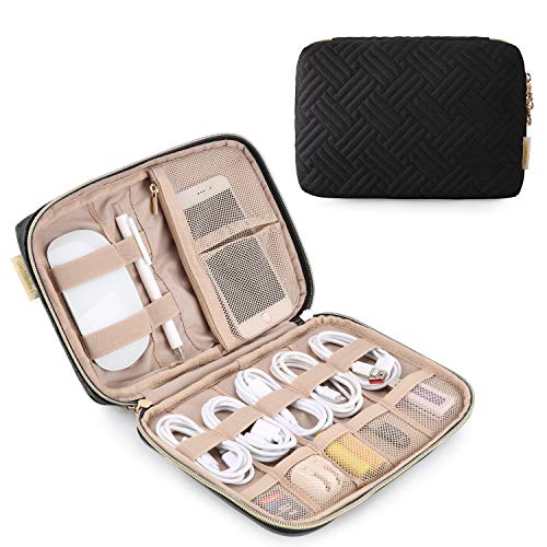 bagsmart Elektroniktasche, Elektronischer Reiseorganizer für Handy-Ladekabel, Powerbank, USB-Sticks, SD-Karten (Stil 2-Schwarz)