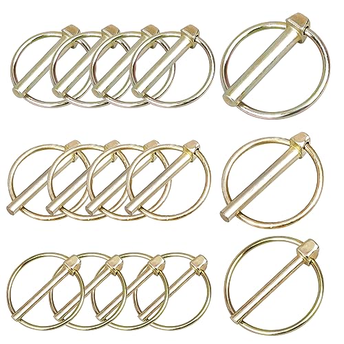 DesertBoy 15 Stück Klappsplinte Lynch Pin mit Ring M4.5 | M6 | M8 Stahl Verzinkt Klappsplint Standard für Boot, Fahrrad, Anhänger, Traktor
