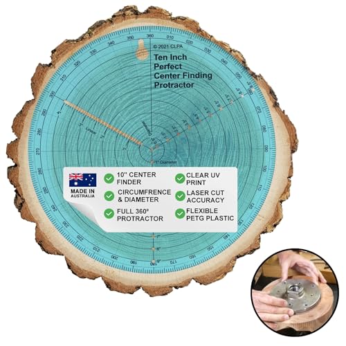 CLPA Klar gedrucktes 10-Zoll-Kreis-Mittelfinder-Werkzeug, Winkelmesser, Kreismaschiner-Werkzeug und Kompass für Holzbearbeitung und Holzdrehen.Finden Sie die Mitte von Holz oder Dübel mit unserem