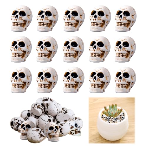 JIEBAO 20 Stück Harz Totenkopf Set Mini Totenkopf Figur Mini Schädel Totenkopf Modell Totenschädel Deko Halloween Totenkopf Deko Für Halloween Horror Party/Dekoration Für Halloween
