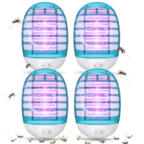 Mückenlampe Elektrisch,4 Stück Insektenvernichter Steckdose Insekten Mückenfalle Innen,Mückenschutz Lampe Mückenvernichter UV-Insektenfalle Fliegenfalle für Zuhause, Küche, Schlafzimmer, Fliegen