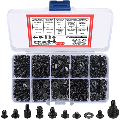 wugongshan 420 Stk pc schrauben set, Laptop Schrauben, Personal Computer Schrauben Standoffs, Mainbord, Lüfter, Festplatten, CD-ROM, Schrauben set
