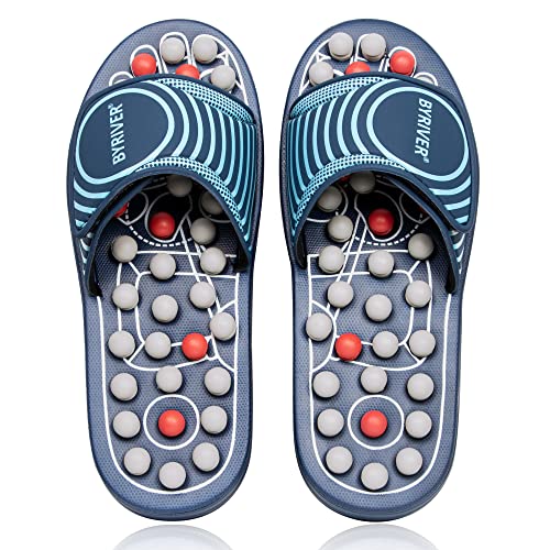 BYRIVER Fußmassage Hausschuhe Schuhe, Fußmassagegerät für Plantarfasziitis Arthritis, Entspannung Geschenke für Mama Papa (05L)