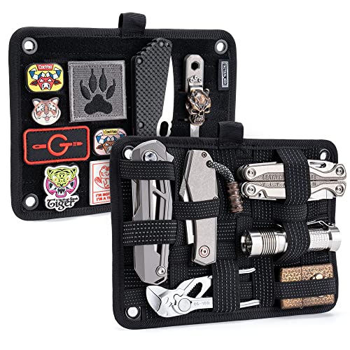 TACTICAL GEEK TCM EDC Organizer Board, Rucksack Anti-Rutsch Elastisches Gewebtes Board für Reiseausrüstung, Elastisches Gitterorganizer für Elektronikzubehör Reisekabel Ladegeräte und Mehr, Schwarz