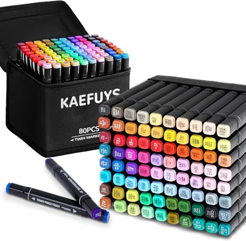 80 Farben Alkohol Stifte Set, Schnell Trocknende Marker Stifte Set, Meißel & Feine Doppelspitze Alkohol Marker, Hoher Farbechtheit Art Stifte zum Malen Schreiben Einfärben Markierung Skizzieren