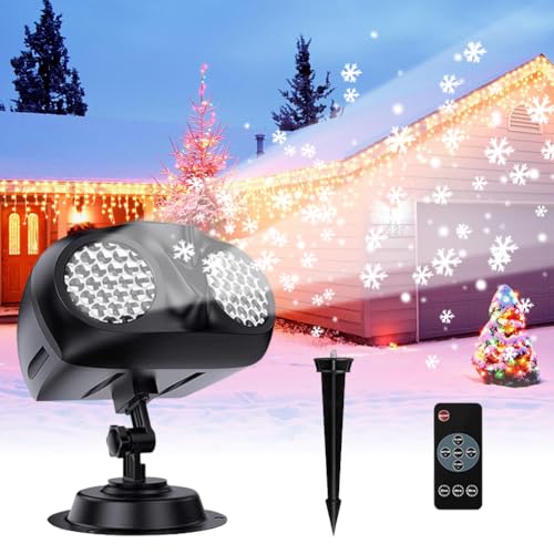Gohytal Snowflake Projektor, Schneeprojektor, Weihnachtsprojektor, Weihnachtsbeleuchtung Mit Fernbedienung Timer Projektor Schneefall Lichter für Hochzeit Party Garten Dekoration, Ostergeschenk