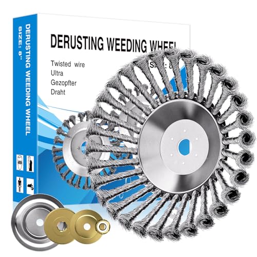 Profi Unkrautbürste für Freischneider,Wildkrautbürste für Motorsense mit 25,4mm Bohrung,Drahtbürste Freischneider,Hohe Standfestigkeit,Robust und Langlebig (8 inch)