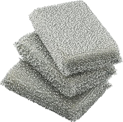WMF Glänzerkissen silber 3 Stück, Spülschwamm, Topfreiniger, Lurex-Schwamm, ideal für beschichtete Pfannen, Töpfe, Glaskeramikkochfelder, Reinigung in der Spülmaschine möglich