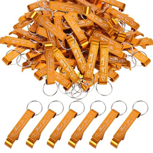 100 Stück Schlüsselanhänger-Flaschenöffner, Großpackung, Dankeschön, Hochzeitsgeschenke für Gäste, Hochzeitsgeschenke für Gäste, Hochzeits-Souvenirs für Gäste (Gold)