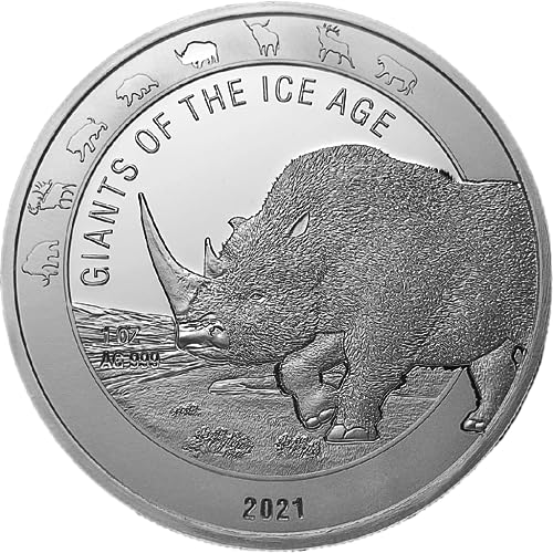 Generisch Giganten der Eiszeit - Wollnashorn 1 Unze Silbermünze 2021 999/1000 31,1g