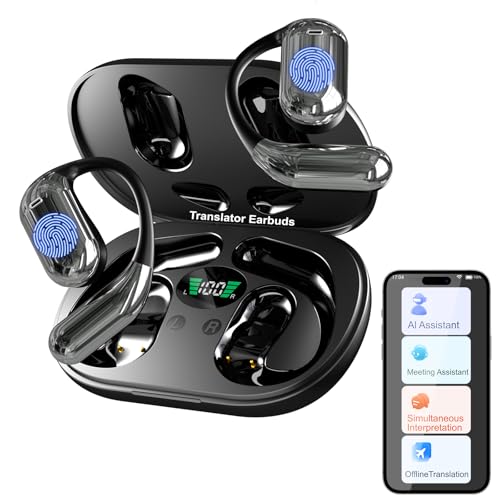 AI ÜBersetzer KopfhöRer Echtzeit Übersetzer Ohrhörer 144 Sprachen Akzentübersetzung Earbuds SprachüBersetzer Bluetooth 5.3 Bidirektionale Simultanübersetzung für Reisen Lernen iOS Android (Q16U)