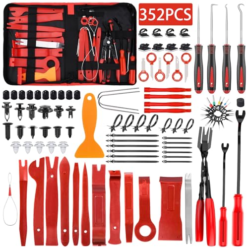 TEGOVE 352 Stück Auto Demontage Werkzeuge,Demontage Werkzeug Auto mit Auto Befestigung Clips,Automotive Reparatur Werkzeug Universal,Kunststoff Hebelwerkzeug für Türverkleidung Radio Und Platten