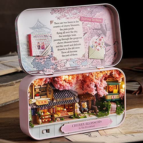 mumisuto DIY-Puppenzimmer-Miniatur-Möbelhaus-Kit, Box-Theater, einfach zusammenzubauen, schönes Aussehen, dekorativ, (The Realm of Cherry Blossoms)
