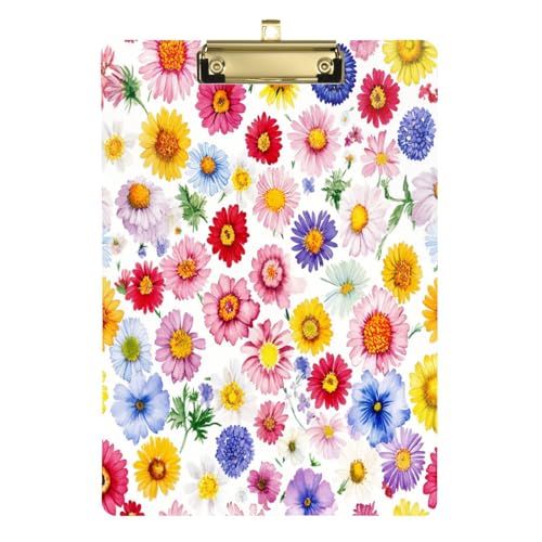 Medizinisches Klemmbrett Brüssel Iris Pseudacorus Beauty Sommer Blumen Kunststoff Klemmbrett mit Haken zum Aufhängen für Krankenschwestern Hausbauunternehmer 12 x 9 mit Metallclip