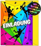 VULAVA 12x Klettern EINLADUNGSKARTEN KINDERGEBURTSTAG Junge Mädchen + 12x Umschläge - die Boulder PARTY Karten sind die Bouldern EINLADUNG für Jungen Kinder KLETTERGEBURTSTAG Einladung KLETTERHALLE