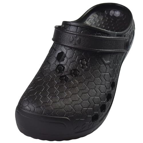 APREGGIO Gartenschuhe Herren Clogs Garten - Gartenclogs Herren Gartenschuhe Männer Leicht - Clogs für Garten, Freizeit, Arbeit und Sommer Schwarz 48 EU