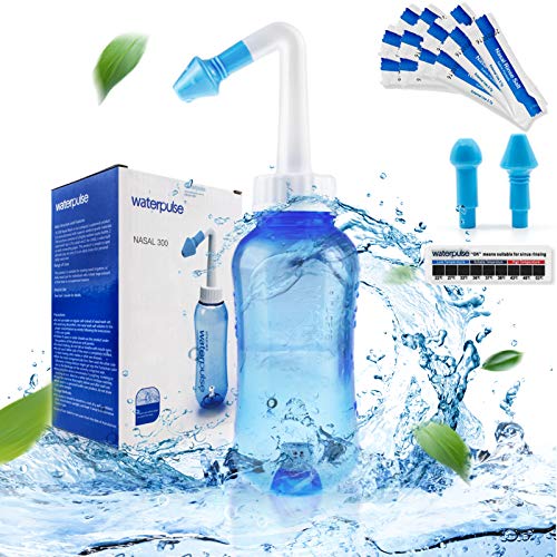 Nasendusche Set-Anzorhal Nasendusche Erwachsene 300ml mit 30 Beutel Nasendusche Salz und Thermometer-Aufkleber Nasenspülkanne Nasendusche Kinder Neti Pot zum Nasenreinigung und Nasenspülung (30 Salz)