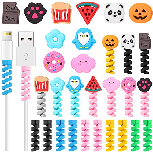 30 Stücke Handy Schutz Zubehör Ladekabel Schutz Süß Ladegerät Kabelschutz Kabelschoner Sparer USB Ladegerät für Mobiltelefon Daten Linien