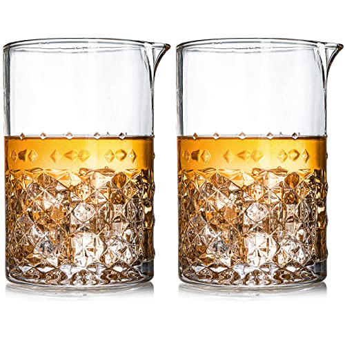 SOUJOY 2 Pack Cocktail Mixing Glass, 750 ml Crystal Martini Rührglas, Nahtlose Bar Mixing Pitcher mit gewichteten Boden für Barkeeper