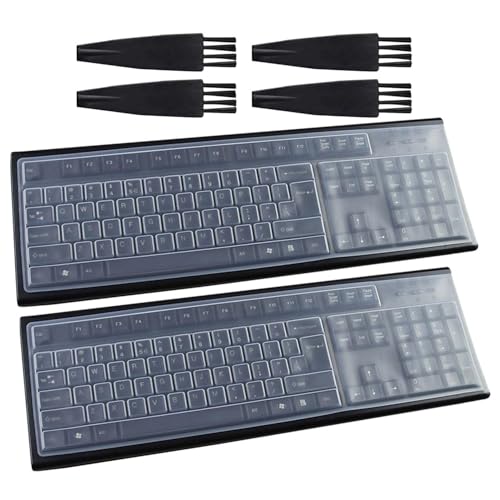 2 Stück Tastaturfolie, 4 Stück Reinigungsbürste, Tastaturschutzfolie, Universelle Tastaturfolie, Staubdichte Und wasserdichte Silikonfolie, Transparente Tastaturabdeckung