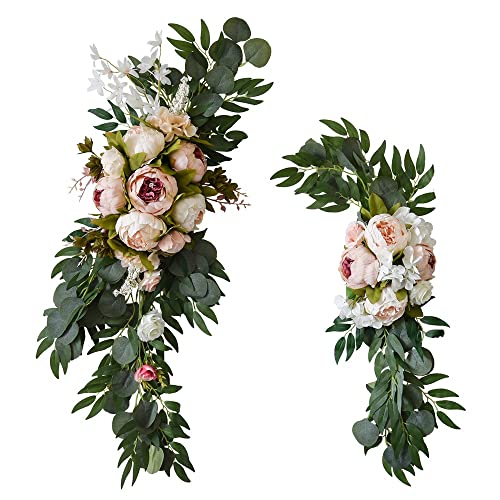 NIZEAMI 2 StüCke KüNstliche Pfingstrose Willkommen Hochzeitsgast Karte Dekoration Hochzeitsbogen Hochzeit Hintergrund Wand Dekoration