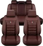WSYLJX Auto Sitzbezüge für Mazda 2 Type DE/DJ/XP21/DY 2008-2020 2021 2022 2023 2024 2025, Leder Autositzbezüge Sets Wasserdicht Sitzschoner Schonbezüge Innenraum Zubehör,Brown