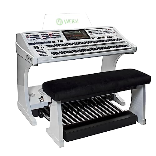 WERSI OAX800LS Elektronische Orgel, Perlmutt Weiß, inkl. 25-Tastenpedal und Sitzbank, 13.3'' Touch-Display, Flexibles Finish in Schwarz Metallic/Nussbaum/Palisander/Mahagoni, Erweiterungspakete für