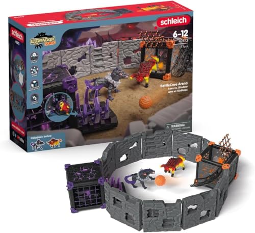 schleich ELDRADOR CREATURES | BATTLE CAVE Arena: Lava vs. Schatten 42673 | Set aus 2 x ELDRADOR Battle Cave, 2 x Monster und 2 x Kristall | Caves zur Arena stapelbar | Spielzeug ab 7 Jahren | 71 Teile