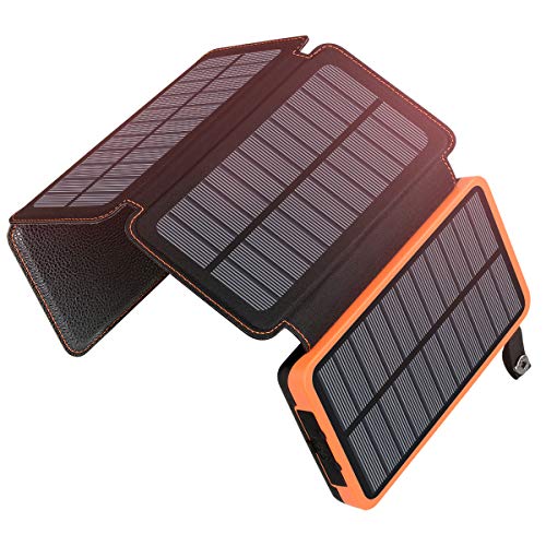 A ADDTOP Solar Powerbank 25000mAh Tragbare Solar Ladegerät mit 4 Solarpanels, Outdoor wasserfester externer Akku Schnelles Aufladen mit 3 USB Ports für Smartphones, Tablets und mehr