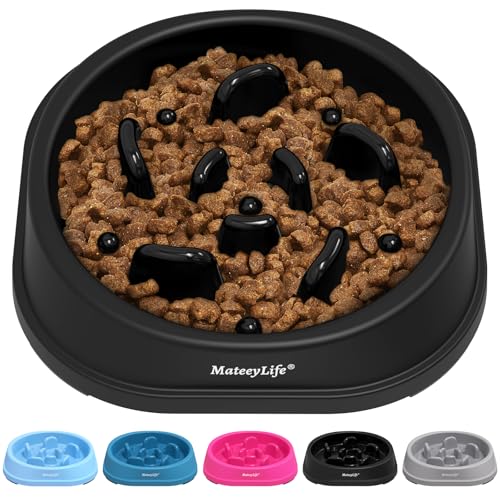 MateeyLife Hundenapf, Anti schling napf Hund – Rutschfester Slow Feeder Hundenapf für mittelgroße und große Hunde, Schwarz (15,24 cm)