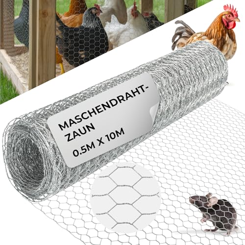 STREND PRO Maschendrahtzaun | Verzinkt | 0,5m x 10m | 0,7 mm, 16mm HEX | Kaninchendraht, Hasendraht, Volierendraht für Garten & Tierhaltung | Hasengitter, Hühnerzaun, Gartenzaun