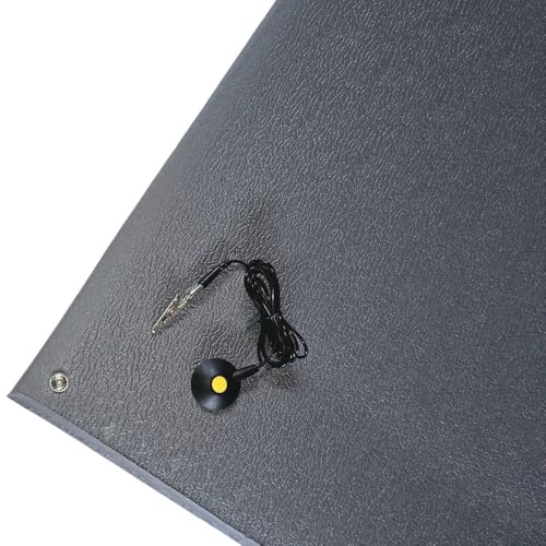 Steinbock ESD Anti-Ermüdungsmatte Ergo | BxL 600 x 2.000 mm | 1-lagig | rutschfest | grau | 10 mm Stärke | mit Erdungskabel | für ESD-Arbeitsplätze im 1-Schichtbetrieb | leichte Reinigung