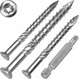 Terrassenschrauben 5 x 60 T-INOX 500 Stück Edelstahl gehärtet C1, Torx 25, inkl. Edelstahl Bit