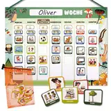Wochenplaner Kinder - Montessori Magnettafel inkl. 200 Magnete - Komplett beschreib- und abwischbar - Förderung der Selbstständigkeit
